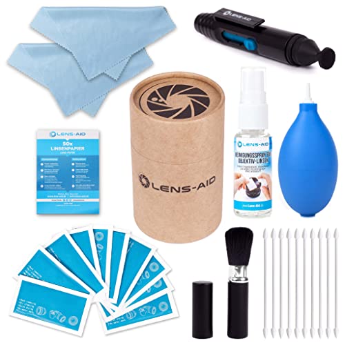 Lens-Aid Kit Nettoyage Appareil Photo 8 en 1 (Nettoyant Liquide, Soufflet Nettoyage, Brosse, Stylo de Nettoyage Objectif, Chiffon en Microfibre, etc,) Kit Nettoyage Objectif Photo Photographe DSLR