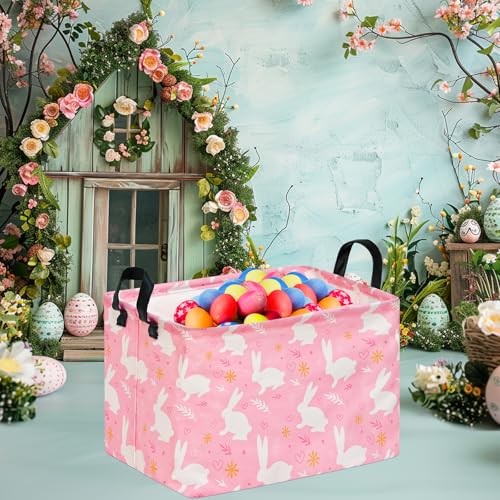 Image of Kid Clothes Storage Basket Gift Shelf Basket Toy Storage Bin, Nursery Basket Organizer Box With Handles for Room Deco Bunny Easter Eggs Basket for Children