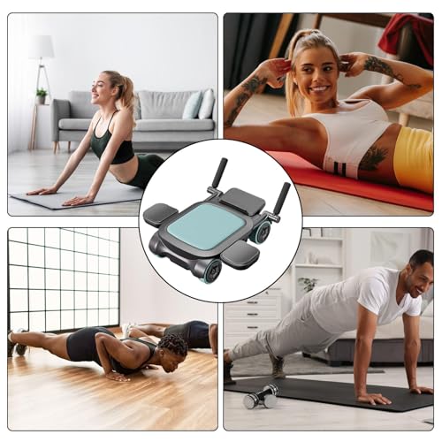Rueda de rodillo abdominal – Equipo antideslizante de rebote automático de 4 ruedas | Equipo de ejercicio central | para interiores en casa, gimnasio, fitness, yoga, deportes, trabajo diario - imagen 4