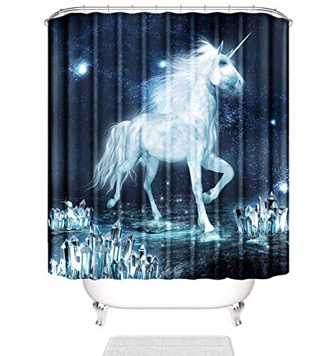Lavcus Cortina De Ducha De Unicornio De Dibujos Animados Cortina De Ducha Impermeable 200 * 200 TB007