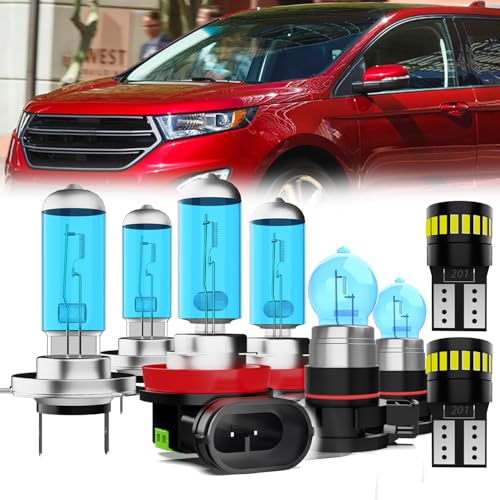 Image of Headlight Bulbs License Plate Lights Fit For Ford Escape 2007, H7 High Beam + H11 Low Beam + 5202 Fog Lights Halogen Light Bulb + License Plate Lights, Pack of 8