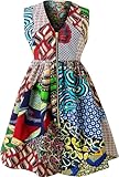 HongyuAmy Women's African Print Dresses Ankara Patterns Cloth Dress(Large,Color A)