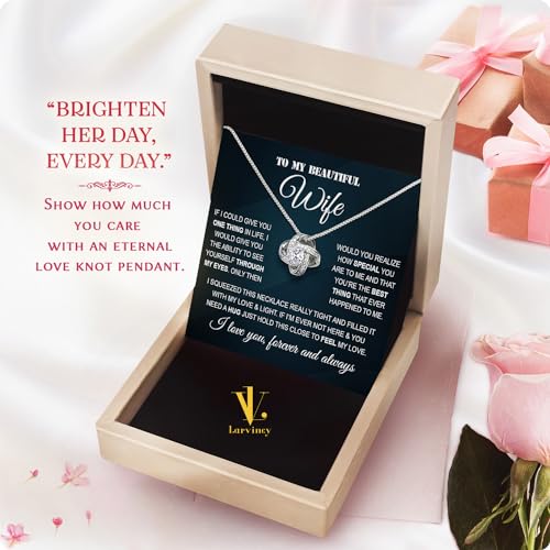 Larvincy To My Wife Necklace from Husband With Heartfelt Message & Elegant Box - Soulmate Necklace for Women, Romantic Jewelry Gift for Her On Birthday, Anniversary3