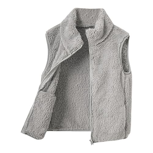 Fleece Vest Kids Toddler Boys Girls Unsiex Zip Up Waistcoat Thick Warm Solid Sleeveless Jacket Outwear with 4 Pockets