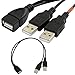 HIGHROCK 30cm USB 2.0 a Power Enhancer Y 1 Female to 2 Male Data Charge Cable Extension Cord(1pc)