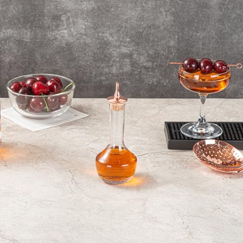 Restaurantware RWG0042CP Bar Lux 3.5 Ounce Bitters Bottle 1 Professional Grade Bitter Glass - With Copper-Plated Dasher Top thumb #5