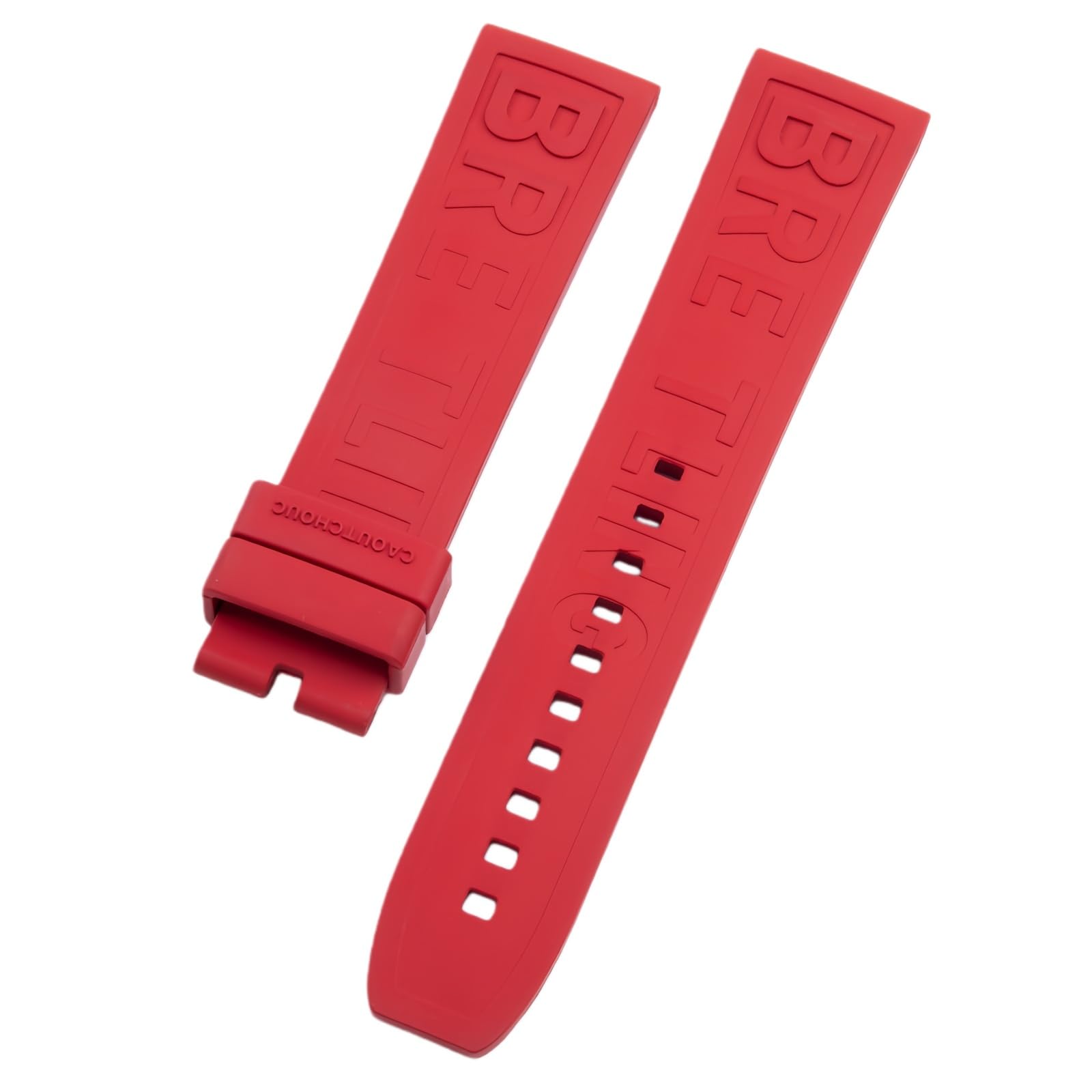 ROUHO Flexible Rubber Watch Strap Replacement Sweatproof Watch Band for Breitling Superocean Blackbird-Red 20mm