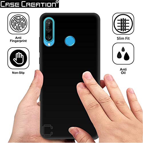 Image of Case Creation for Huawei P30 Lite 2019 Back case, Huawei P30 Lite Slim Flexible Smart Look case with 360 Camera All Angle Protection (Pure Black)