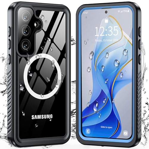Image of ANTSHARE Magnetic for Samsung Galaxy S25 FE Case, Waterproof with Built in Screen Protector & Camera Protection, [Compatible with MagSafe] [IP68 Underwater], Full Body Rugged Phone Case 6.7'' - Blue