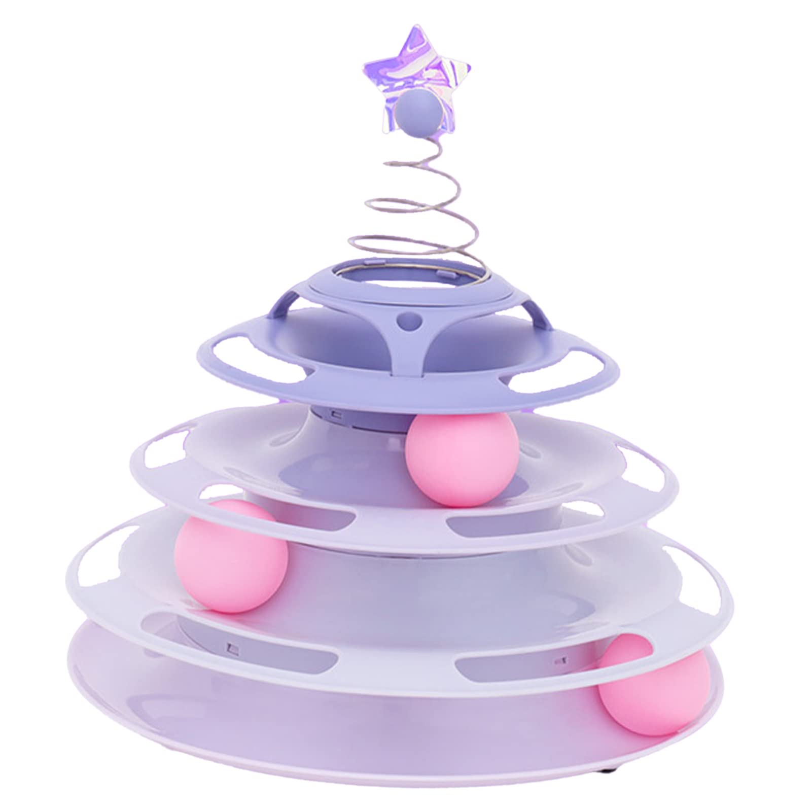 GLOGLOW Cat Toy Roller with 3 Levels, Antislip Base Interactive Turntable Track Toy Turntable Cat Toys Balls Cat Track Toy for Batting Chasing Swatting ()