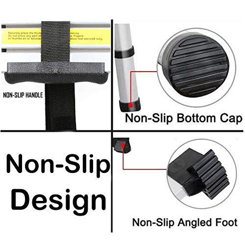 16.5FT Telescopic Folding Ladder Extension Aluminum 2.5M+2.5M A-Frame 5M Straight Ladder Telescoping Portable Foldable Anti-Slip Steps Multi-Purpose With Support Bar EN131 Safe Standard MAX Load 330LB