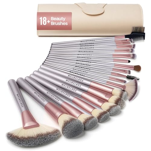 PORTENTUM Brochas de maquillaje Profesional 18 Piezas -...