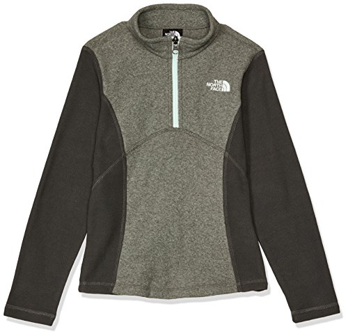 The North Face Girl's Glacier Quarter Zip Pullover - TNF Medium Grey Heather & Graphite Grey - S (Past Season)