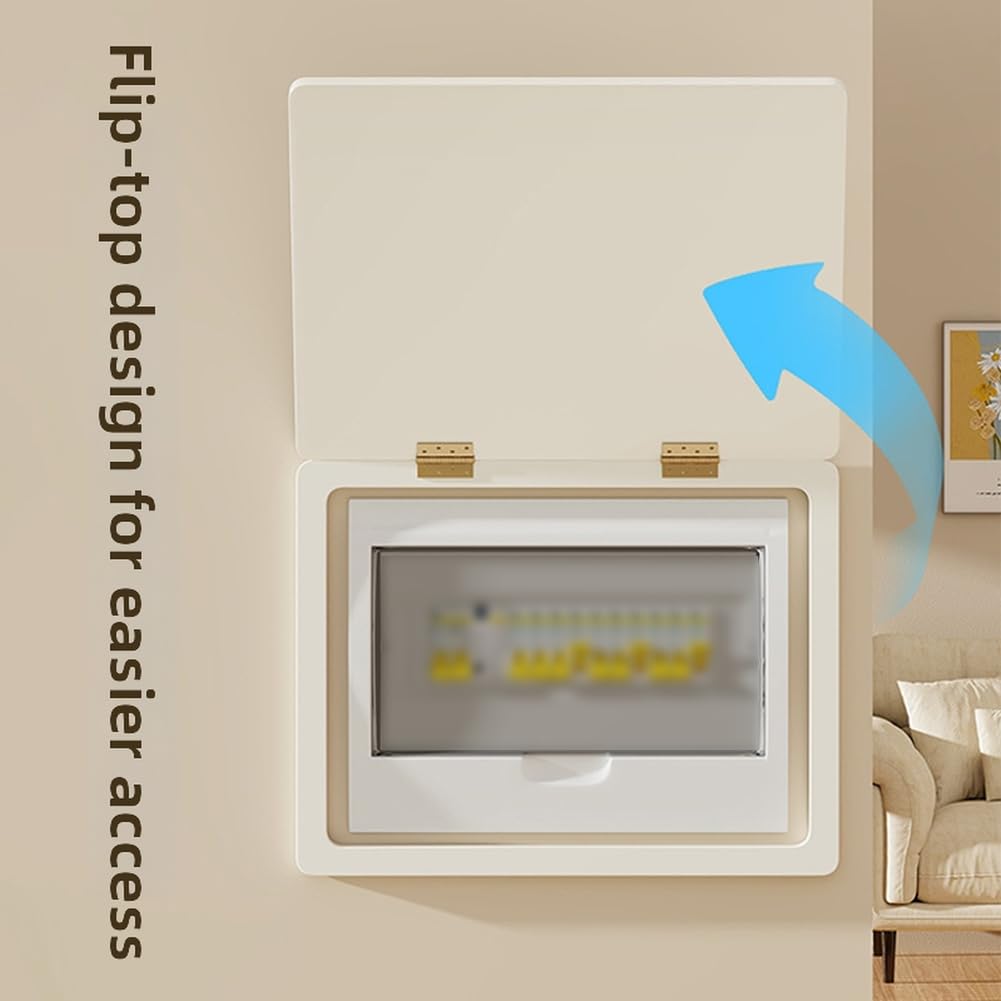 Caja de distribución de contador eléctrico 45X35 cm de plástico decorativo de madera para contador eléctrico y multimedia, cajas de corriente débil con tapa abatible, diseño de fácil acceso