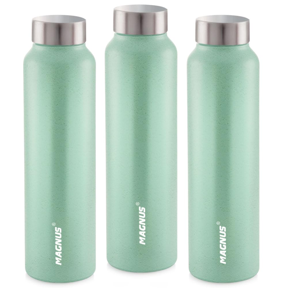 Magnus Alaska Stainless Steel Single Wall Water Bottle 1000ml - Leakproof, Ideal for School, Home, Gym, Durable Water Bottles for Every Use - Green, Set of 3-image-1