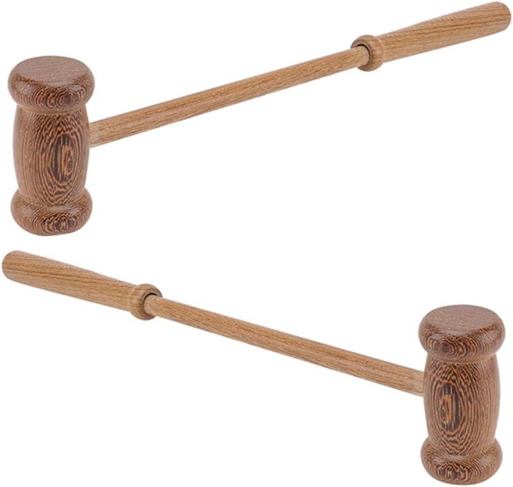 Wooden Back Massage Hammer 2pcs Set, Manual Knocking Massage Tool for Neck and Back Relief, Self Massaging Gadget for Home and Travel Use