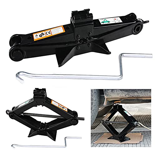 Gato de tijera para coche, 2 toneladas, resistente al óxido, gato de nivelación estabilizador con manivela, altura máxima de trabajo de 15.16 pulgadas, para coches