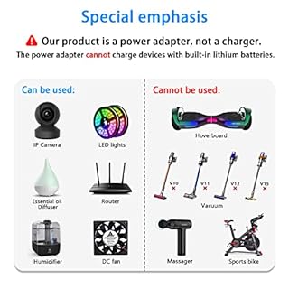 24V 1A Power Adapter with US Plug - 100-240V AC Input to 24V DC Output - Compatible with Security Cameras/Routers