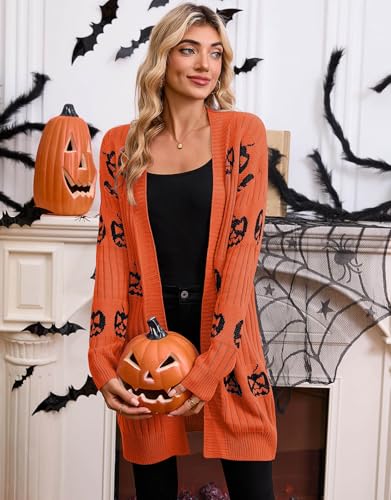 Image of Alsol Lamesa Women's Long Sleeve Cute Cardigan Sweaters V Neck Open Front Ribbed Knit Heart Sweater Coat