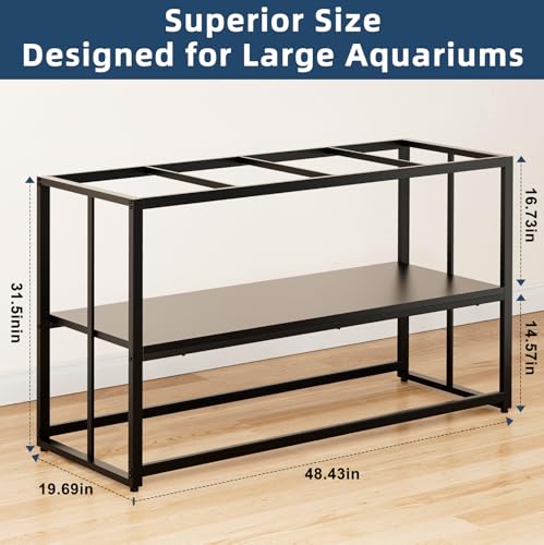 Urban Deco 55-75 Gallon Fish Tank Stand 900LBS Capacity For Aquarium Stand Metal Fish Tank Stand 48.4"x19.7"x31.5" Dual-Layer Design Terrarium Stand Ideal for Home and Office
