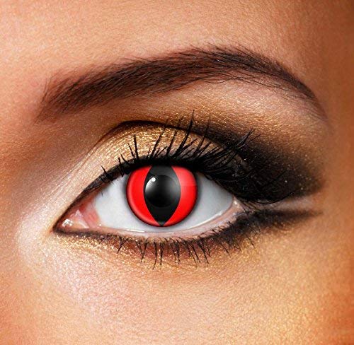 Oqvu Crazy Red Cat Eye Party Color Contact Lens Use (Zero Power)