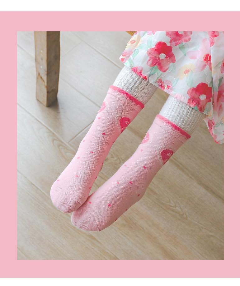 Toptim Kids Girls' Crew Socks Cute Casual Dress Cotton Socks 3-12 Years3