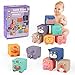 Cubi Gomma Bambini, 12 PCS Morbidi Cubo da Spremere, Giocattoli Educativi Impilabili da Bagno, Soft Squeeze Gioca, Giocattoli Anelli per la dentizione, Regalo Educativo per Bambini 9 12 Mesi