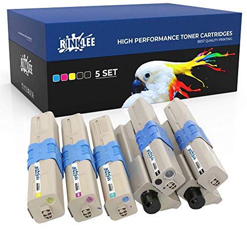 RINKLEE Toner Compatible para Oki C310dn C330dn C331dn C510dn C511dn C530dn C531dn MC361dn MC362dn MC561dn MC562dn MC562w | Alta Capacidad 3500/3000 Páginas | Negro/Cyan/Magenta/Amarillo, 5 Pack