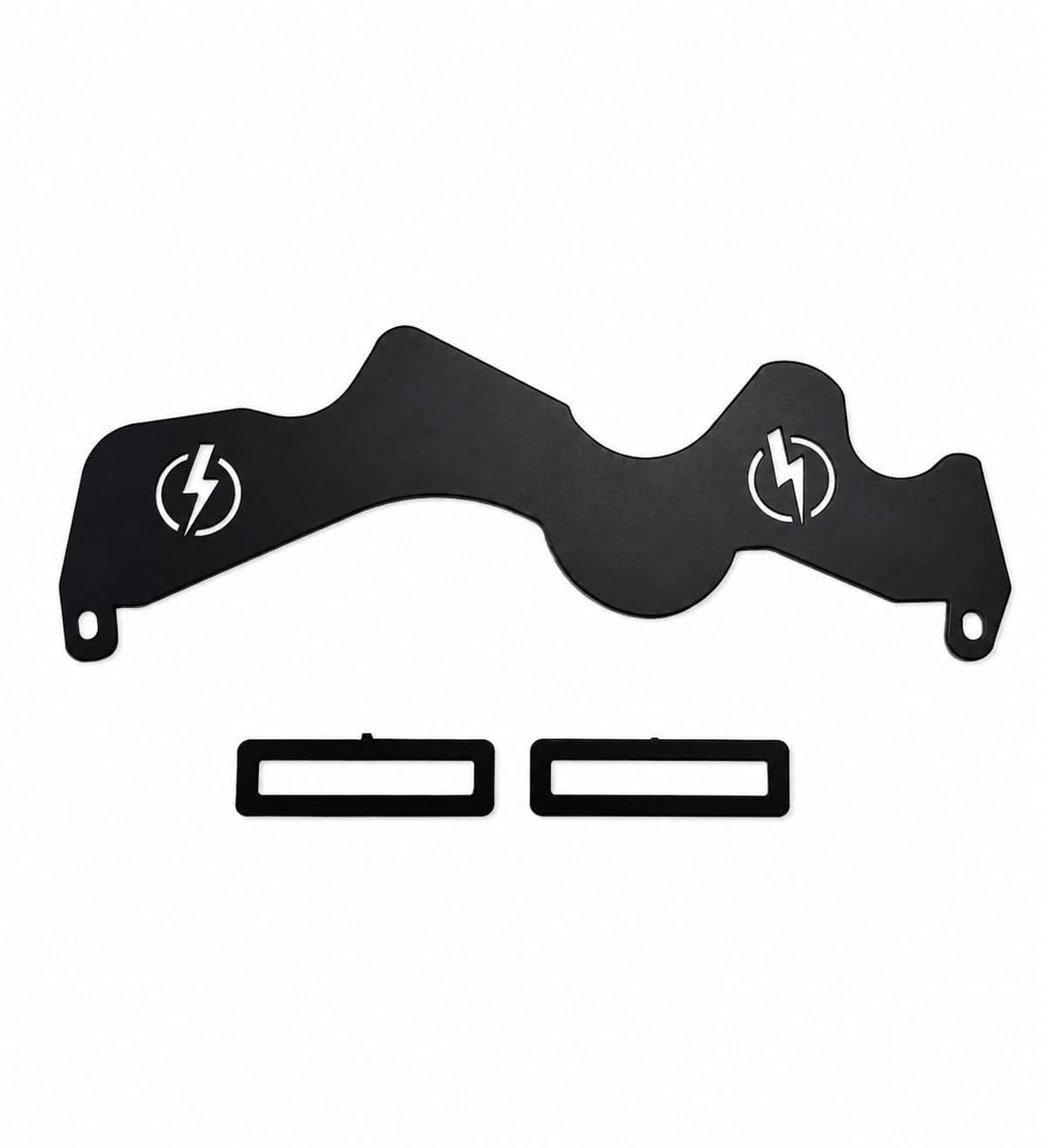 VT Auto Headlight Adjustment Clamp Mount for NS125/NS160/NS200 | Matte Black Finish, Includes 2 Clamps, Bolt-On Fitment, Durable Metal Build, Lightning Bolt Logo-image-4