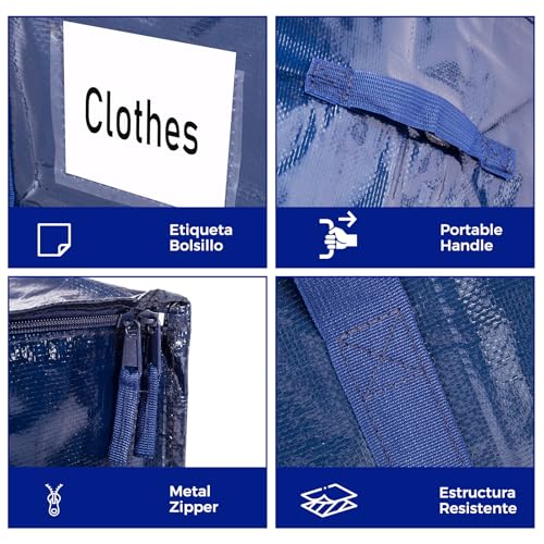 ZFWDSY Umzugstaschen 93 L, 8er-Pack Aufbewahrungstaschen mit Reißverschluss, Umzugskartons Heavy Duty Extragroß, Packtaschen für Umzugsbedarf, Faltbare Reisetasche oder moving bag