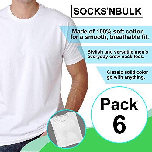 SOCKS'NBULK 36 Pack Mens Cotton Crew Neck Short Sleeve Casual T-Shirts White Color Lightweight Bulk Pack (White, X-Large)2