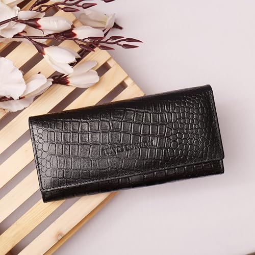 Image of HAYES LONDON Ladies Purse, Pure Leather Wallet, Gifts for Women, RFID Blocking Bi-Fold Clutch (Empress Black)