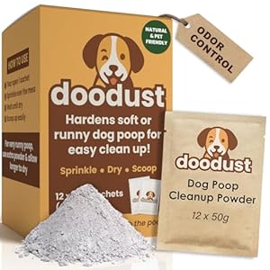 Doodust Dog Poop Clean Up Powder, Poop Hardener & Yard Cleaner, Biodegradable, Pet-Safe, Stops Odor and Makes Pickup Easy