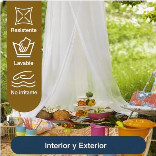 Miniatura 7 de Dexpally Mosquitera Para Cama De 60 X 250 X 1100cm Dosel Para Cama Matrimonio, Viajes, Cama Doble, Individual, Cuna O Cama Infantil Blanco