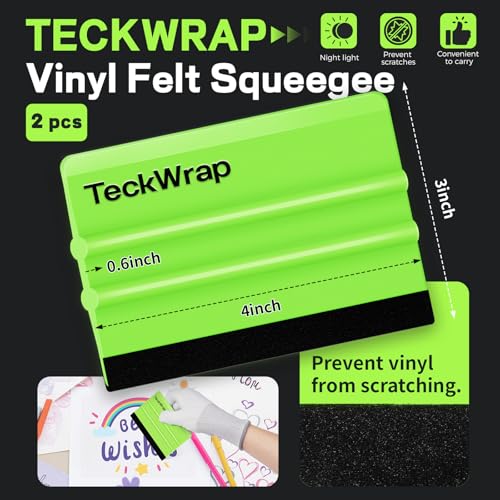 Image of TECKWRAP 2 PCS Professional Felt Squeegee for Vinyl, No Scratch - Green