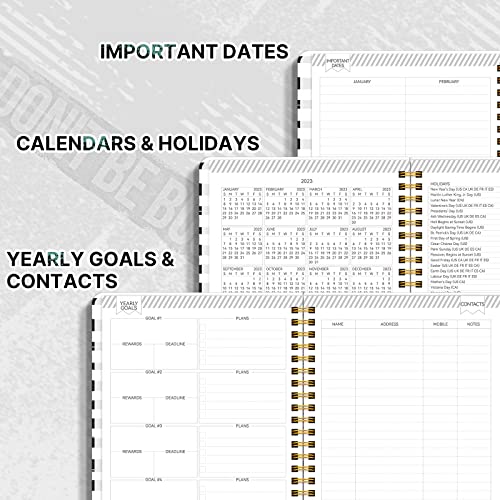 Getink Academic Year Planner 2023-2024 Daily Weekly And Monthly Agenda, July 2023-June 2024, A5 Hardcover Calendar 2023 Planner Notebook With 12 Monthly Tabs, Inner Pocket 8.4”×6.1” Black Stripe #TOP4