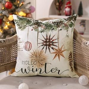 DFXSZ Christmas Pillow Covers 18x18 inch Set of 4 Christmas Tree Gloves Hello Winter Decorative Red White Stripe Throw Pillow Covers Winter Farmhouse Decoration for Home Couch 134 DFXSZ Christmas Pillow Covers 18×18 inch Set of 4 Christmas Tree Gloves Hello Winter Decorative Red White Stripe Throw Pillow Covers Winter Farmhouse Decoration for Home Couch 134