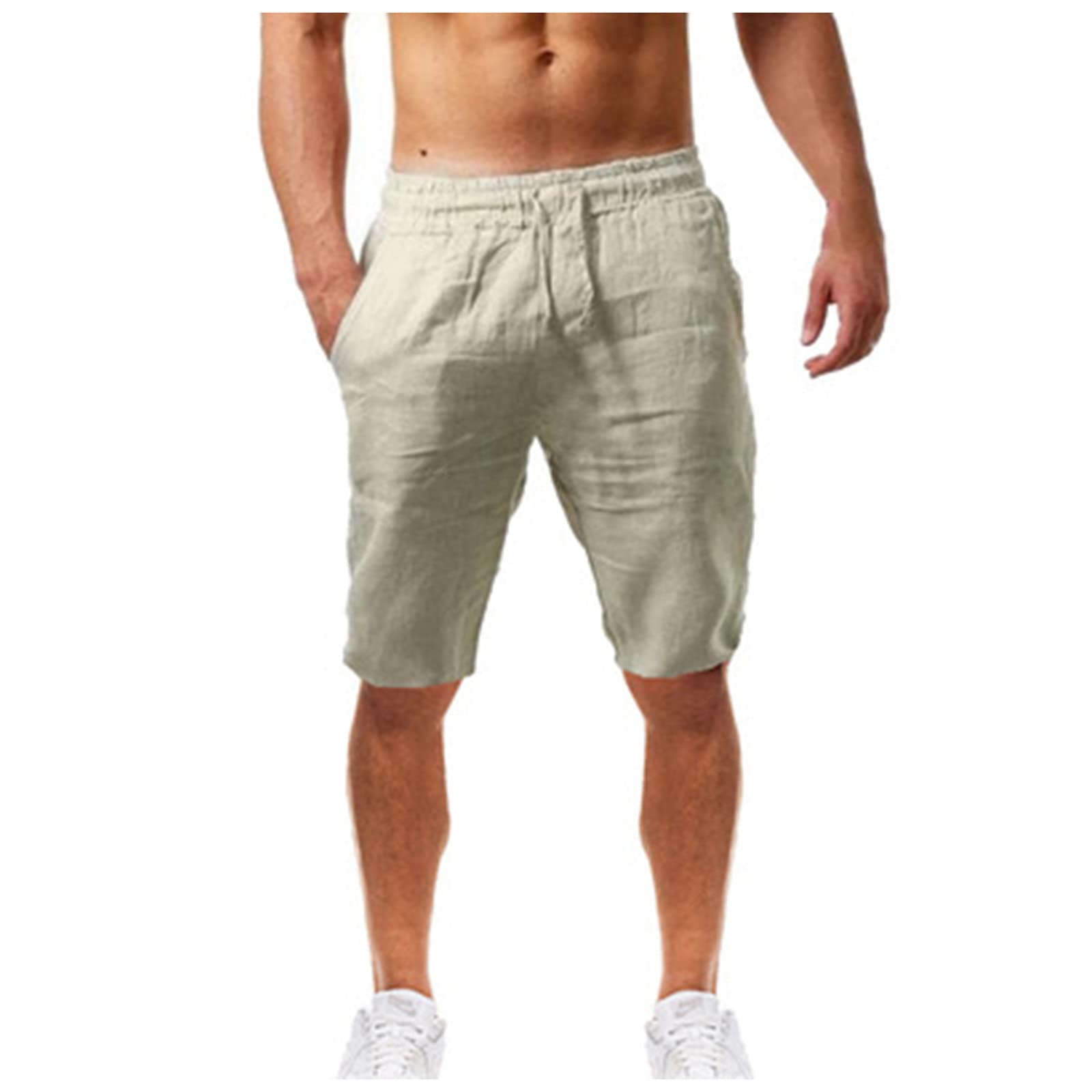 NUSGEAR 2023 Pantalones Cortos Hombre Verano Lino de algodón Casual Moda Deporte Running Pants Jogging Original Pantalon Suelto Cómodo Pantalones Cordón Playa Shorts Talla Grande