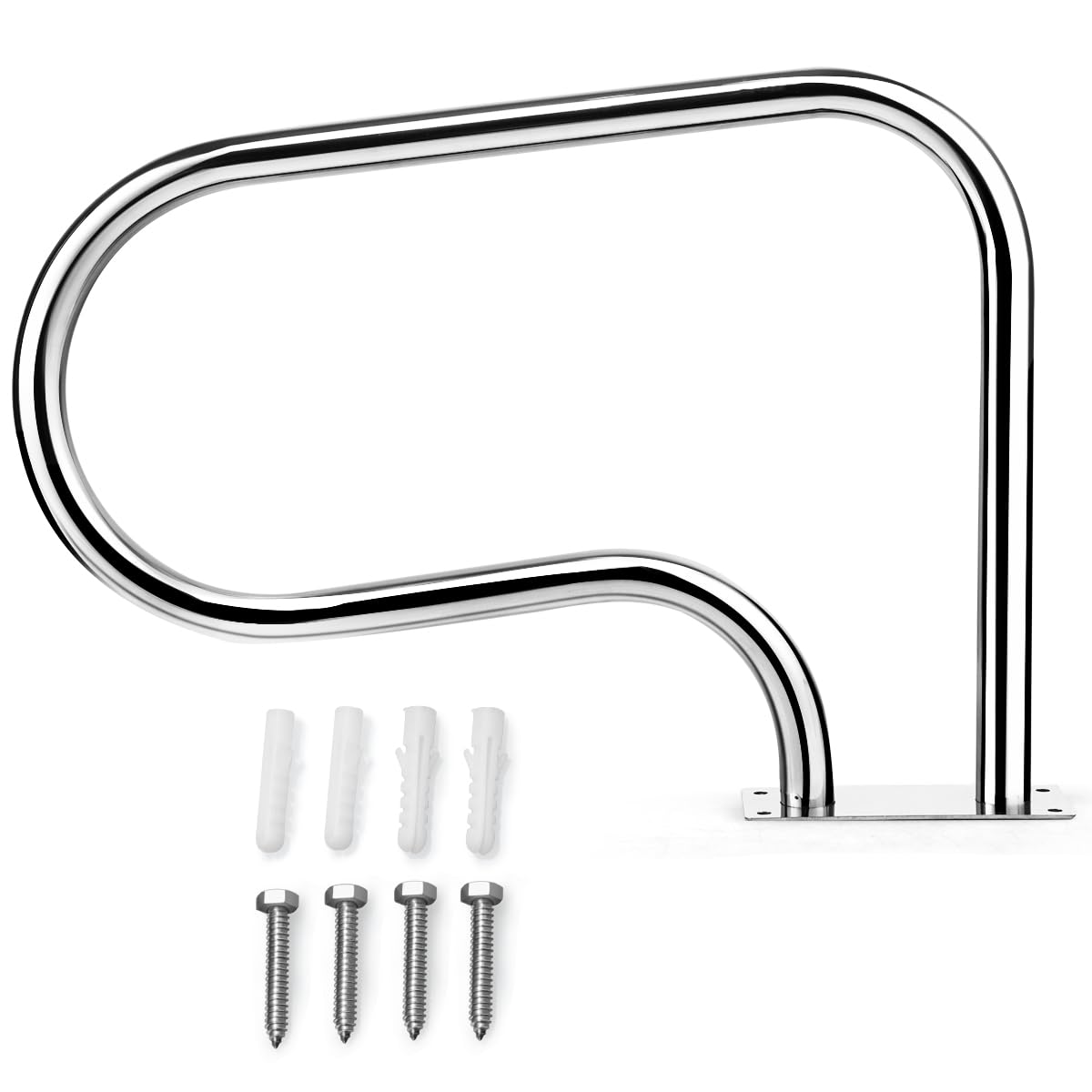 SOARS Pasamanos de Piscina de 81 x 57 cm, Barandilla Piscina de Diseño Curvo, Soporte para Piscina con Capacidad de Carga de 200 kg, ideal para Piscinas, Balnearios, Parques Acuáticos, SPA, 1 Pieza