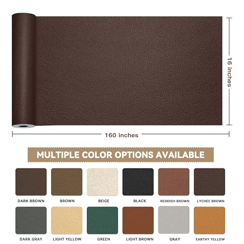 TIANLDD Leather Repair Tape,16 x 160 Inches Self Adhesive Leather Repair Patch，Leather Repair Kit for Furniture，Couches,Car Seats,Cabinets,Handbags(Dark Brown-Litchi Grain) by TIANLDD - Image 2