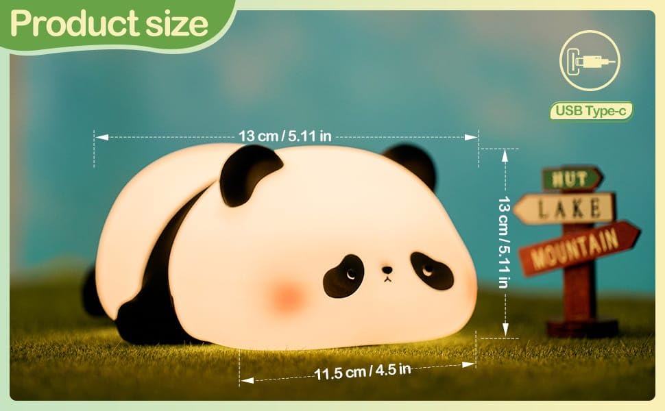 Mobhada USA Night Lamp, Cute Touch Silicone Light for Kids Bedroom, USB Rechargeable (Panda) 4