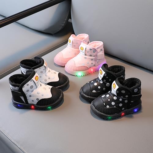 Baby Girls Boys Boots Led High Top First Walking Shoes Cotton Inner Luminous Light up Casual High Heels Shoes2
