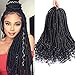 Produktbild YMHPRIDE Goddess Faux Locs Häkeln Sie schwarzes Flechthaar, 6er Pack/Lot Twist Synthetische Haarverlängerungen mit lockigen Enden (20 Zoll)