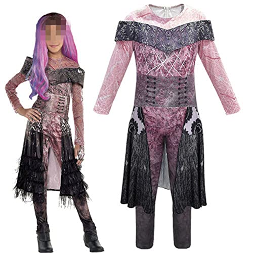 fyclemt Audrey Mal Fancy Dress Halloween Costumes for Girls Halloween Evil Queen Cosplay Long Sleeve Jumpsuit Kids Costumes (Purple 7-8 Years)