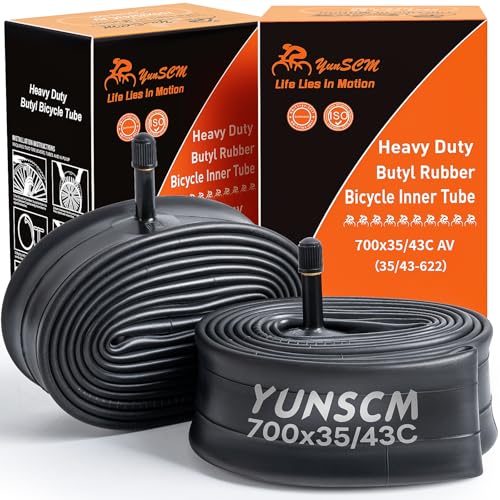 700C Heavy Duty Bike Tubes 700x35C/38C/40C/43C AV Schrader Valve (35/43-622) 700C Bicycle Inner Tubes Compatible with 700 x 35C 700x36C 700x37C 700x38C 700x40C 700x42C 700x43c Bike Tire Tubes 2-PCS