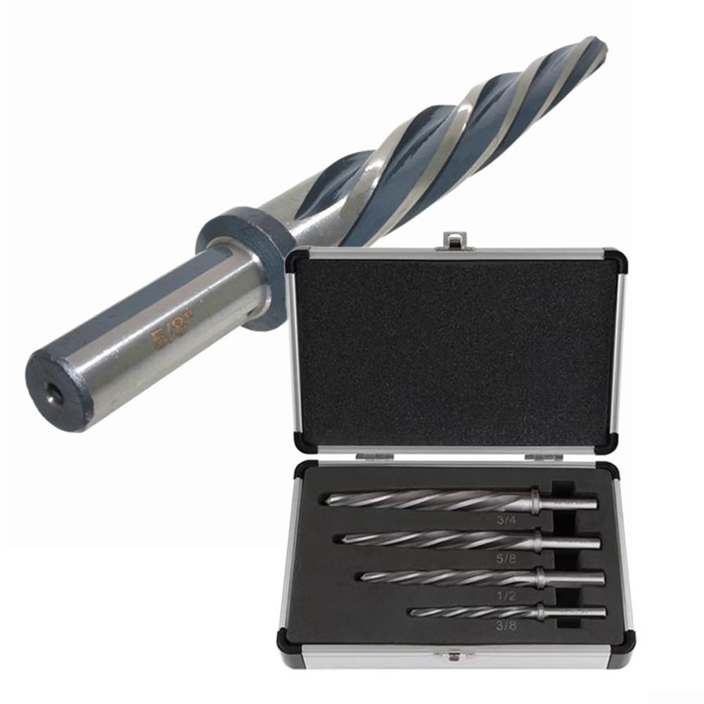 Set di 4 alesatori conici M2 per HSS, 3/8", 1/2", 5/8", 3/4", per allineamento dei fori e ingrandimento in applicazioni in lega di legno e metallo, 4 pezzi