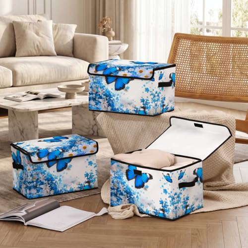 Image of Stackable Storage Bins with Lids,Closet Organizers Fabric Box for Home and Office,Blanket Clothes Organizers,Under Bed Storage Containers 3 Pack