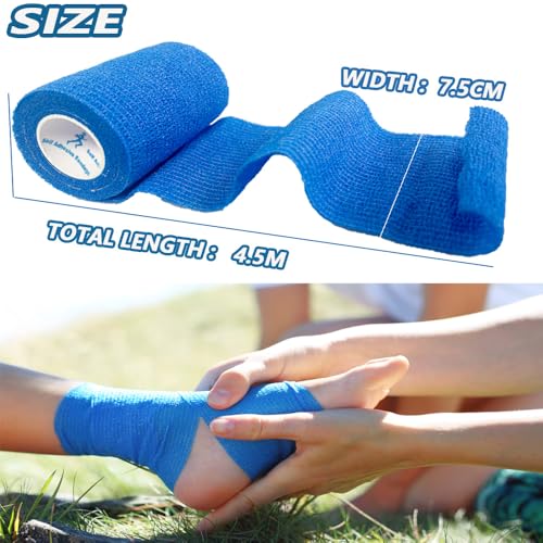 ANAMPION Selbstklebender Verband 9Rollen, 7.5cm x 4.5m Pflaster Rolle Verbandsmaterial, Elastische Binde Bandage Fixierbinde Haftbandage Selbstklebend für Sport, Handgelenk Vet Wrap Katze Hund Pferd