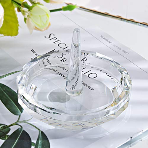 Image of Clear Crystal Ring Holder Dish Wedding Jewelry Tray Vanity Decor
