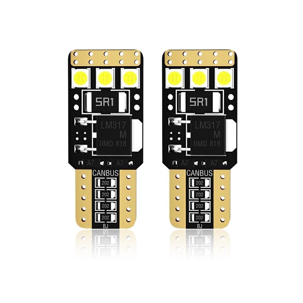Sirius – Ampoules LED W5W – Compatibles 100% sur toutes les voitures/motos - Super Can-bus 12V 6 led 3030 - Blanc 6000K - avec ces ampoules, plus d'indicateur de panne - Pack de 1 paire